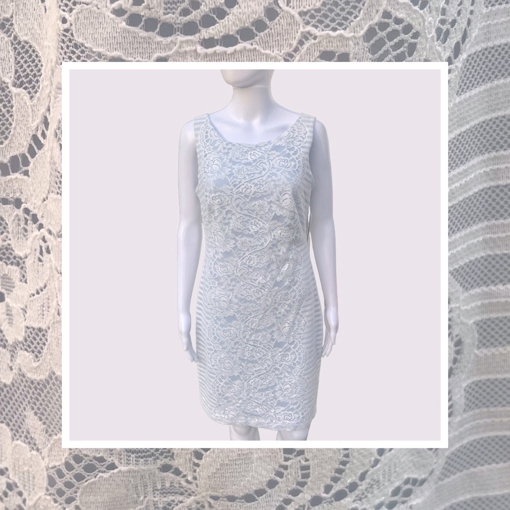 White Sheath Mini Dress with Scoop Neck by Jessica Simpson